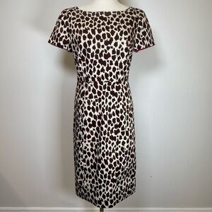 New! J. Crew Brown Giraffe Print V-Back Cotton Dress Women’s Size 6P